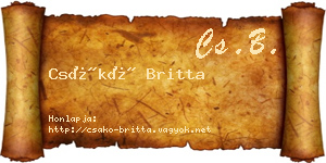 Csákó Britta névjegykártya